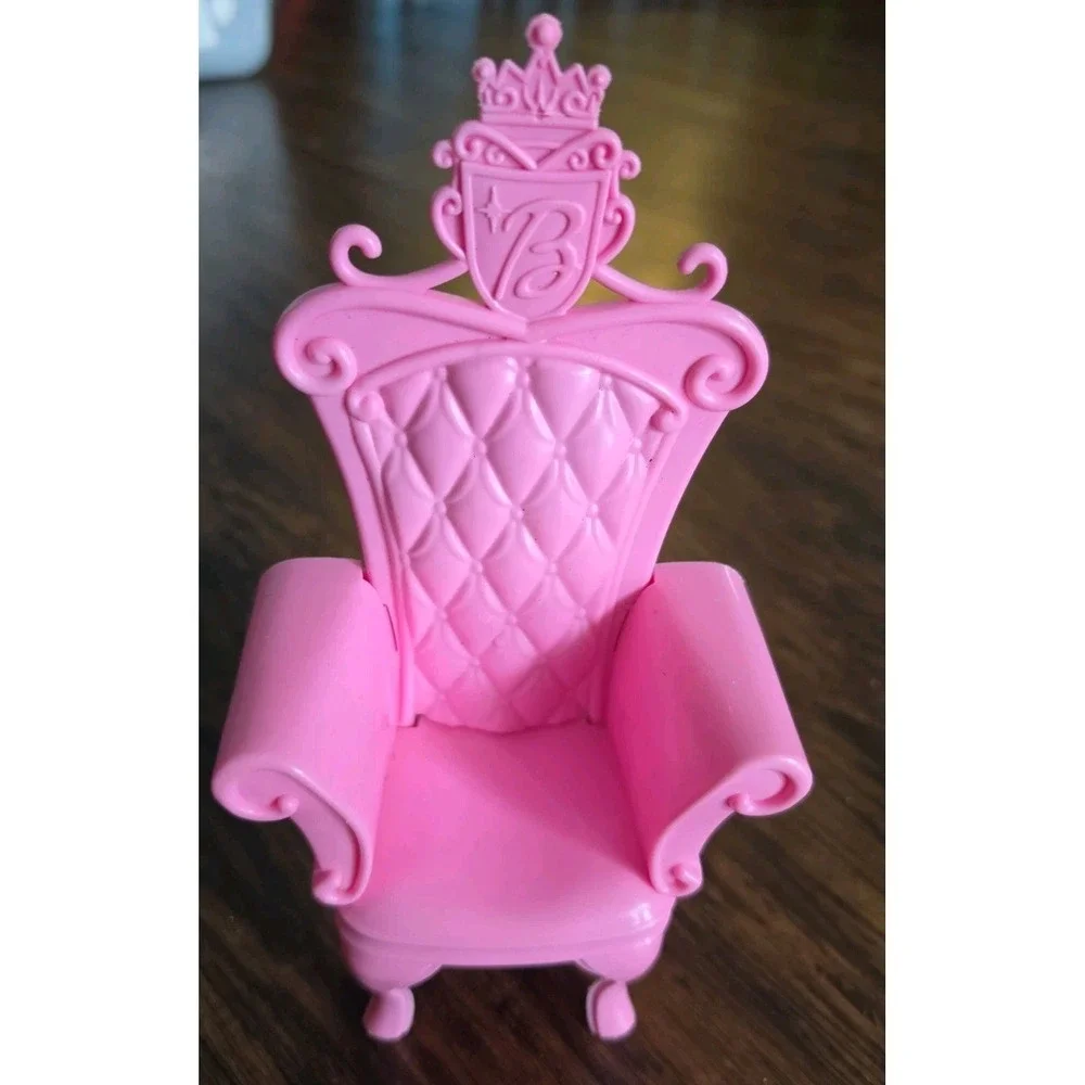 Barbie Doll House Swan Lake Castle Princess big Pink Throne Chair Vintage